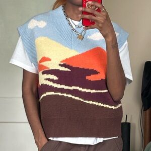 Sleeveless Multicolor Sweater Vest